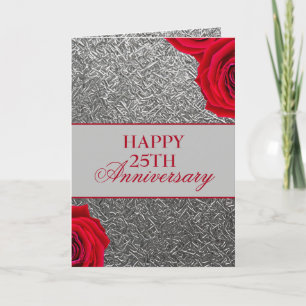 Decorative Silver Floral Husband 25th Anniversary Card