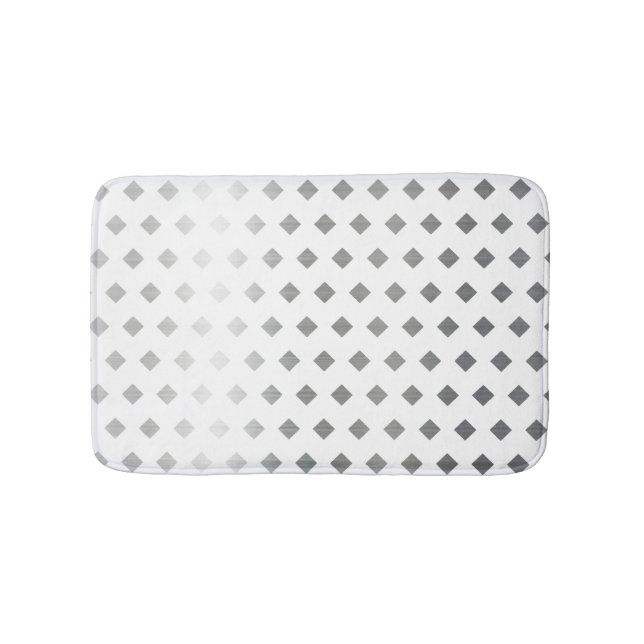 Decorative Silver Grey White Diamond Pattern Bath Mat (Front)