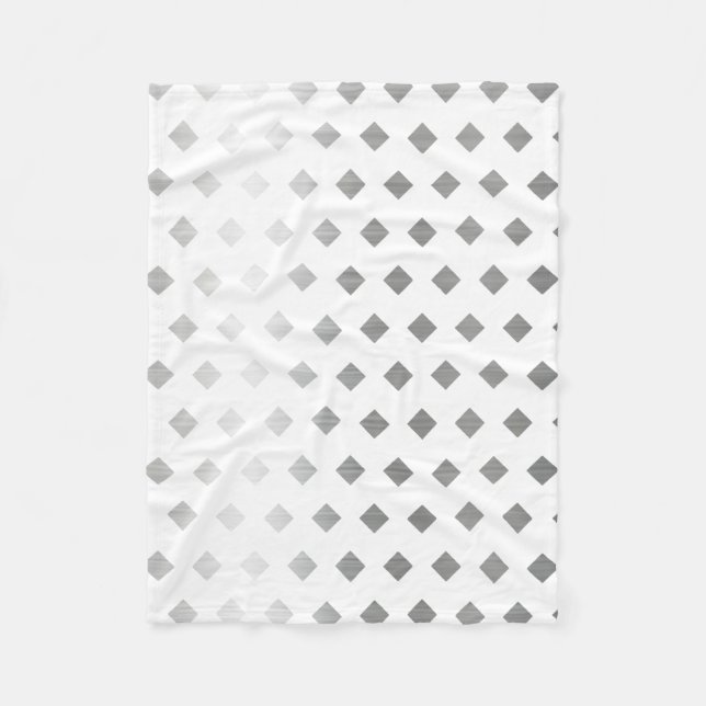 Decorative Silver Grey White Diamond Pattern Fleece Blanket (Front)
