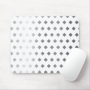 Decorative Silver Grey White Diamond Pattern Mouse Pad