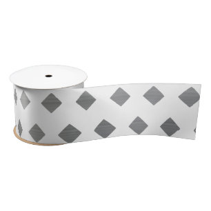 Decorative Silver Grey White Diamond Pattern Satin Ribbon
