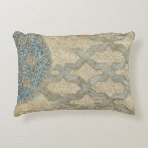 Decorative Silver Tapestry Floral Arrangement Decorative Cushion