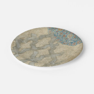 Decorative Silver Tapestry Floral Arrangement Paper Plate