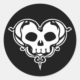 Decorative Skull Heart Classic Round Sticker