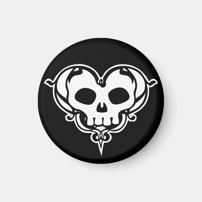 Decorative Skull Heart Magnet (Front)