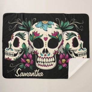 Decorative Skulls Sherpa Blanket