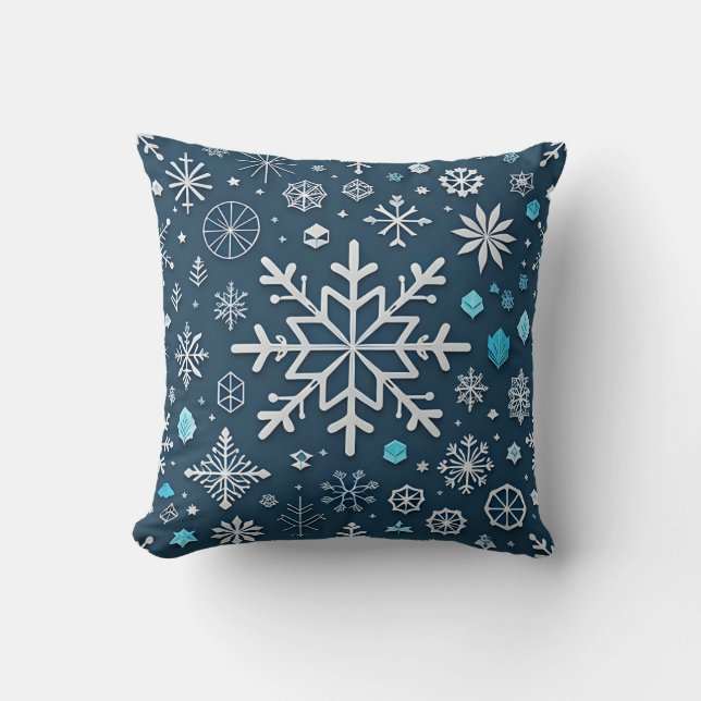 Decorative Snow Blue & Gold Ball Merry Christmas Cushion (Front)