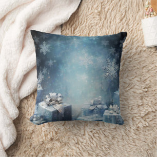 Decorative Snow Blue & White Ball Merry Christmas Cushion