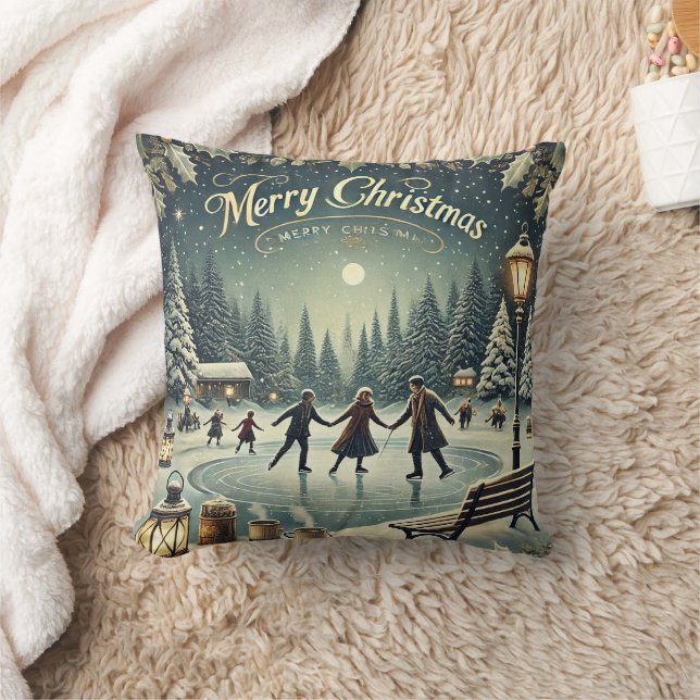 Decorative Snow Blue & White Ball Merry Christmas Cushion (Blanket)