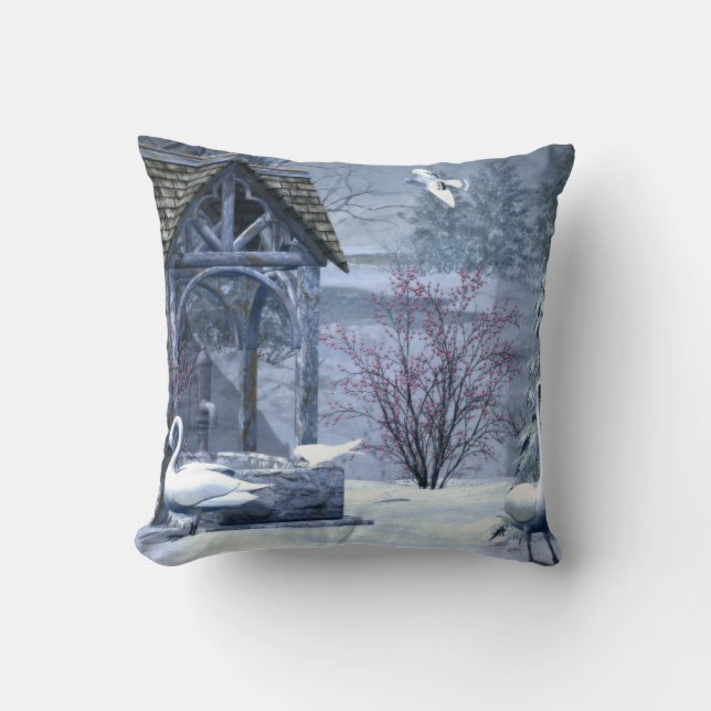 Decorative Snow Blue & White Ball Merry Christmas Cushion (Front)
