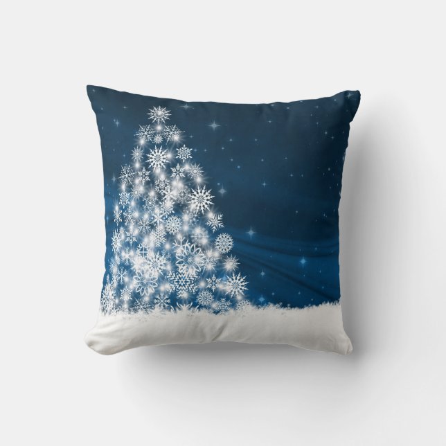 Decorative Snow Blue & White Ball Merry Christmas Cushion (Front)