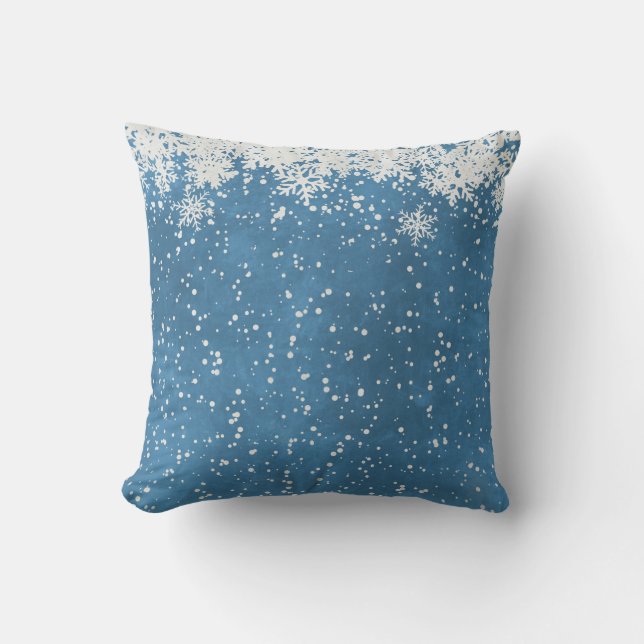 Decorative Snow Blue & White Ball Merry Christmas  Cushion (Front)