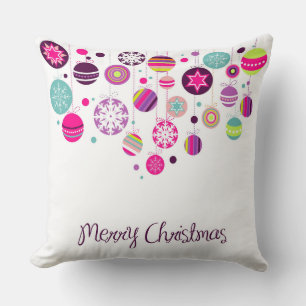Decorative Snow Blue & White Ball Merry Christmas  Cushion