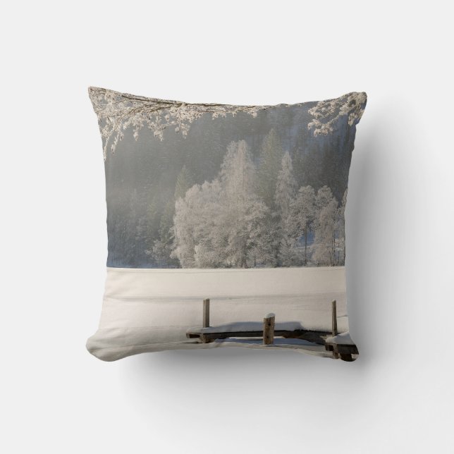 Decorative Snow Blue & White Ball Merry Christmas Cushion (Front)