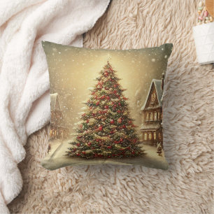 Decorative Snow Blue & White Ball Merry Christmas Cushion