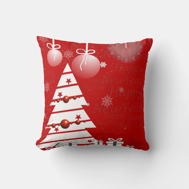 Decorative Snow Blue & White Ball Merry Christmas  Cushion (Front)