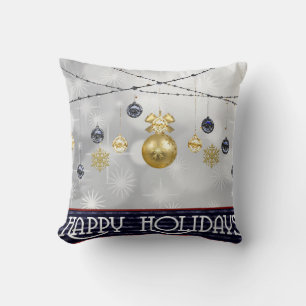 Decorative Snow Blue & White Ball Merry Christmas Cushion