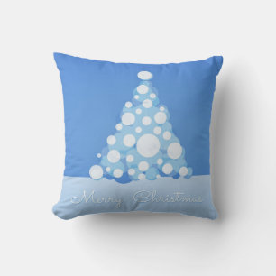 Decorative Snow Blue & White Ball Merry Christmas  Cushion