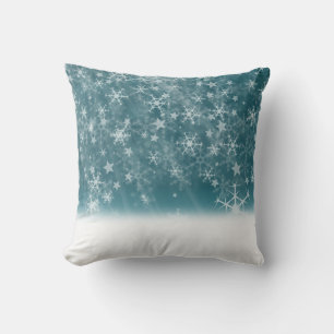 Decorative Snow Blue & White Ball Merry Christmas  Cushion