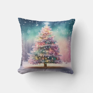 Decorative Snow Blue & White Snow Merry Christmas Cushion