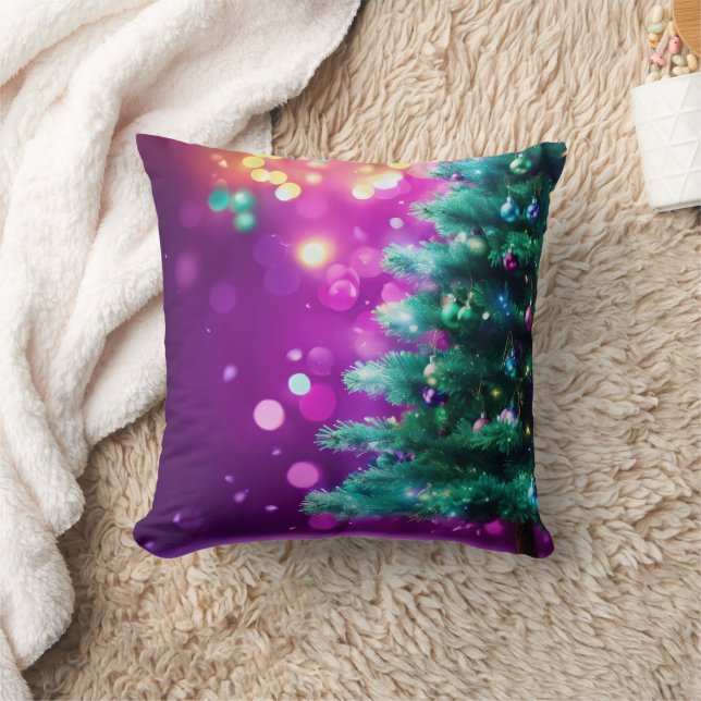 Decorative Snow Blue & White Snow Merry Christmas Cushion (Blanket)