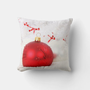 Decorative Snow Red & White Ball Merry Christmas Cushion