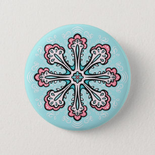 Decorative Snowflake Fun Abstract Winter 6 Cm Round Badge
