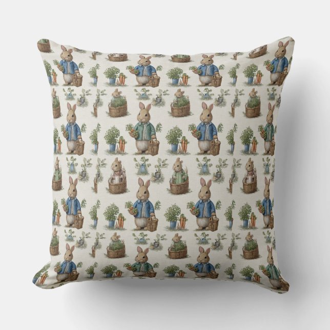 Decorative Spring Rabbit Throw Pillow (Front)