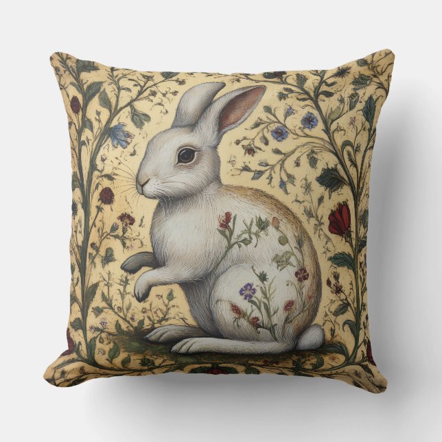 Decorative Spring Rabbit Throw Pillow (Front)