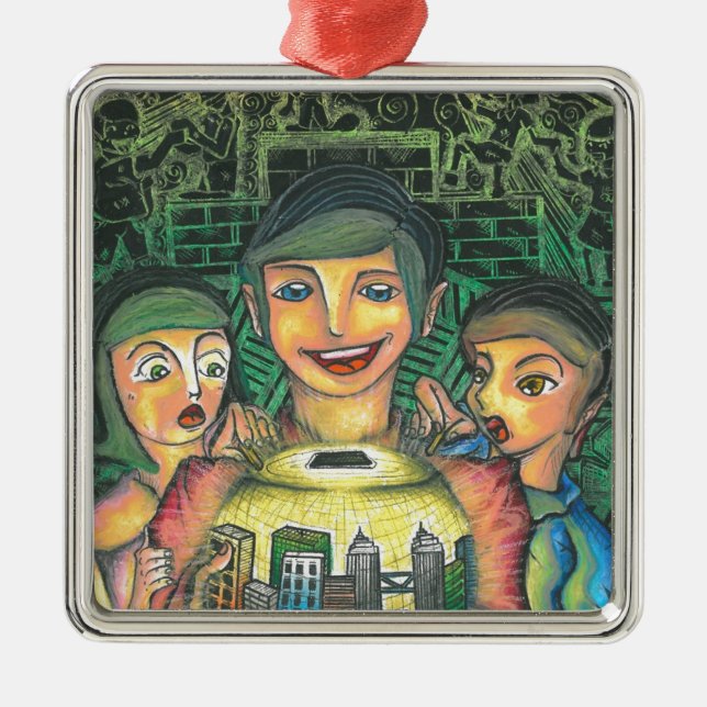 Decorative Square Metal Ornament (Front)