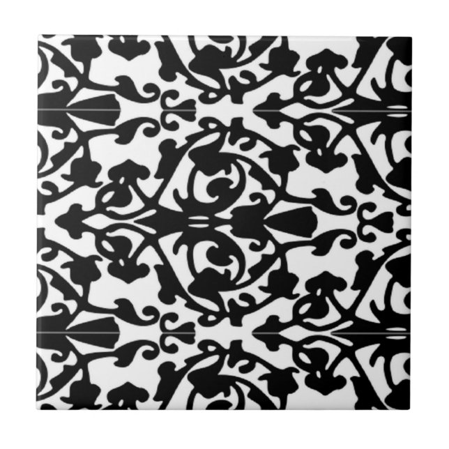 Decorative stamp damask ceramic tile (Front)