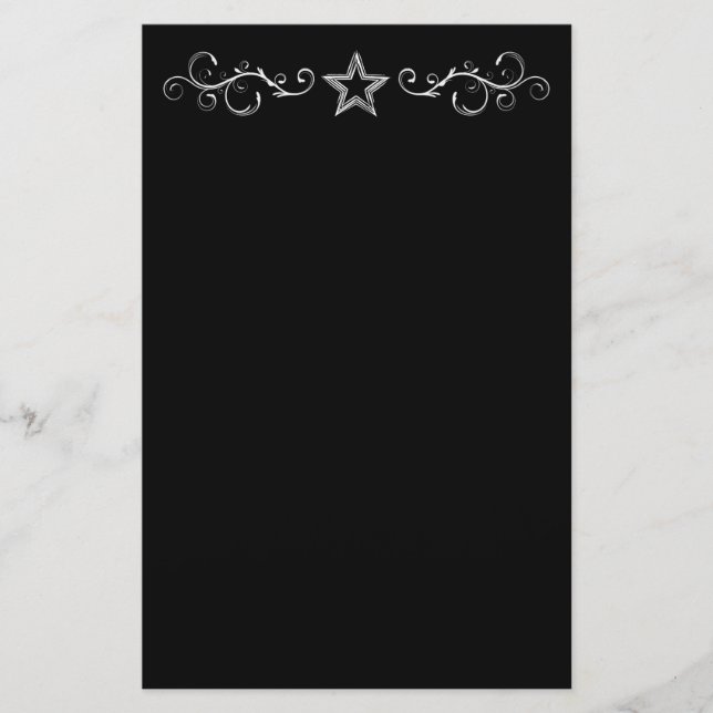 +{ Decorative Star }+ Black Stationery (Front)
