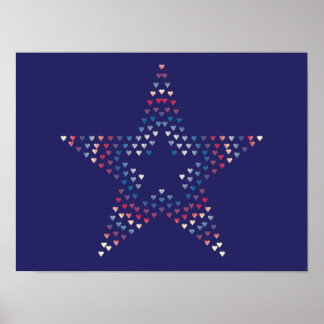 Decorative Star hearts poster