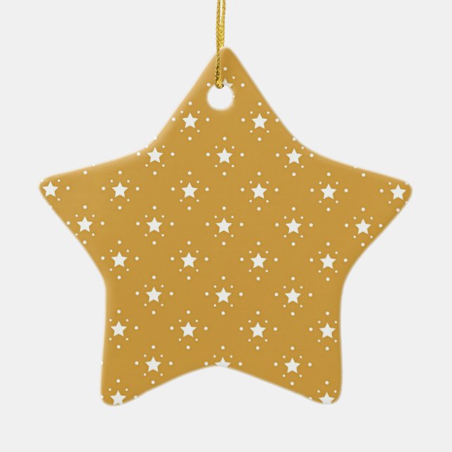 Decorative Stars on Gold Background Ceramic Ornament (Front)
