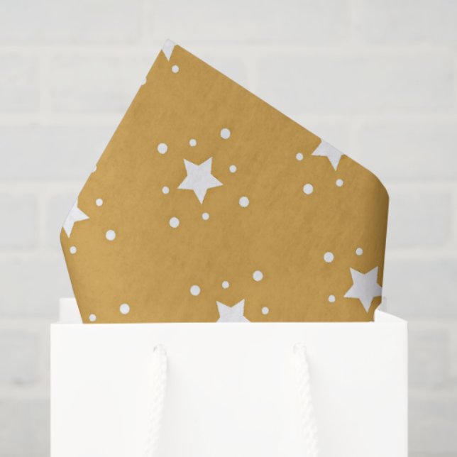Decorative Stars on Gold Background Tissue Paper (Gift Bag)