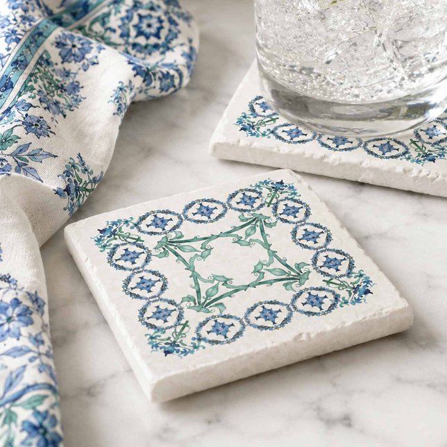 Decorative Stone Coasters For Drinks (Decorative stone coasters for drinks in shades of blue and teal)