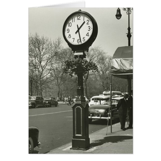 Decorative street clock two background people (Front)