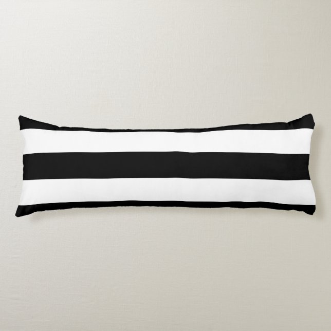 Decorative Striped Black & White Stripes Pattern Body Cushion (Front)