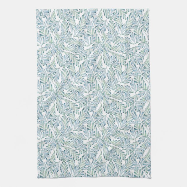 Decorative Striped Leaf Pattern Tea Towel (Vertical)