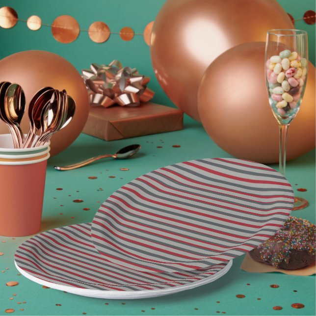 Decorative Striped  Paper Plate (Multi)