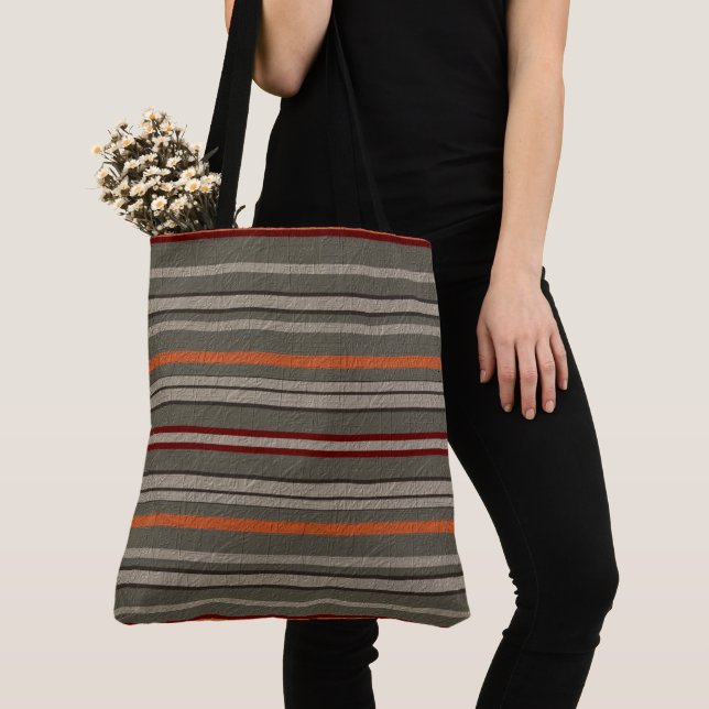   Decorative Striped Tote Bag (Close Up)