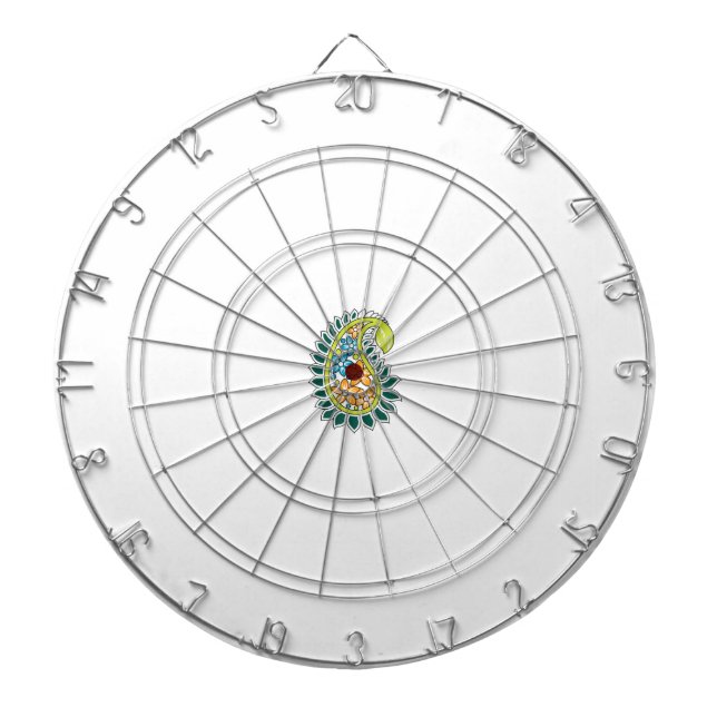 Decorative Style, Dark Blue Green, Wattle Dartboard (Front)