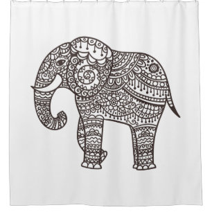Decorative Style Elephant Shower Curtain