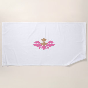 Decorative Style, Hot Pink, Antique Brass Beach Towel