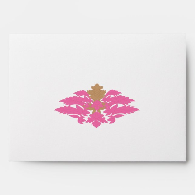 Decorative Style, Hot Pink, Antique Brass Envelope (Front)
