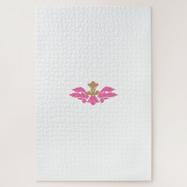 Decorative Style, Hot Pink, Antique Brass Jigsaw Puzzle (Vertical)