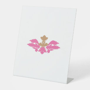 Decorative Style, Hot Pink, Antique Brass Pedestal Sign