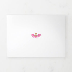 Decorative Style, Hot Pink, Antique Brass Tri-Fold Card