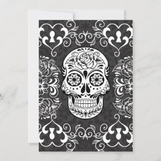 Decorative Sugar Skull Black White Gothic Grunge