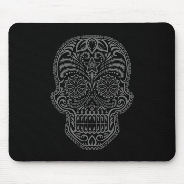 Decorative Sugar Skull - dark Mouse Pad (Front)